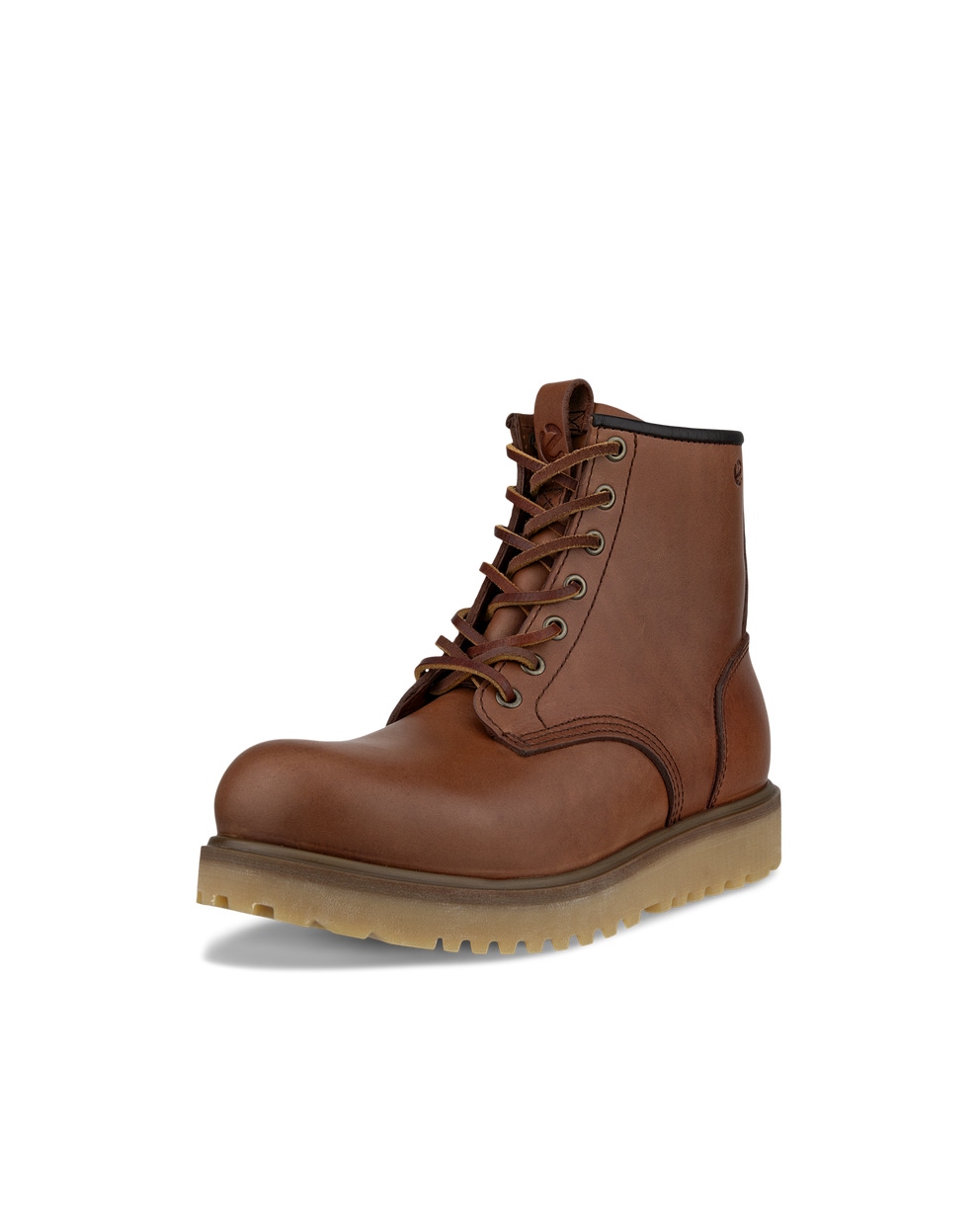 Men's ECCO® Staker Leather Moc-Toe Boot - Brown - Main