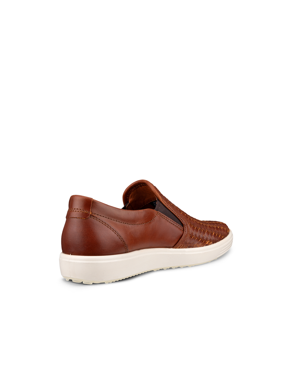 Women's ECCO® Soft 7 Leather Slip-On Sneaker - Brown - Back