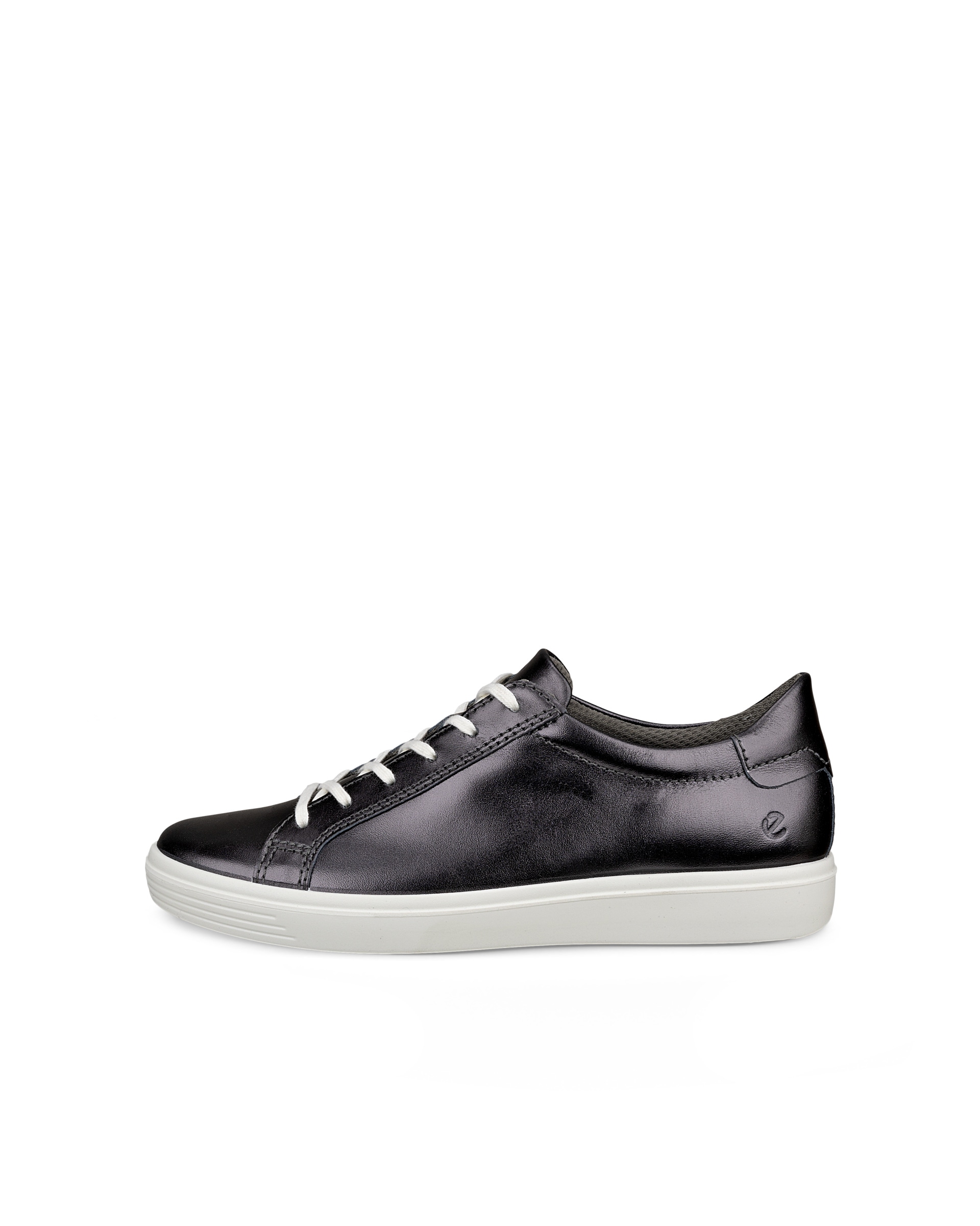 Women's ECCO® Soft Classic Leather Sneaker - Silver - Outside