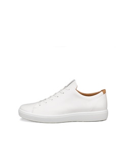 Men's ECCO® Soft 7 Leather Lace-Up Shoe - White - Outside