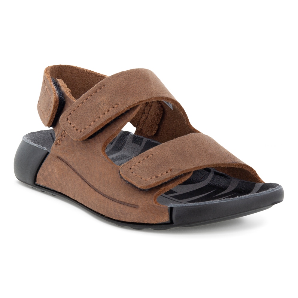 Kids' ECCO® Cozmo Nubuck Two Strap Sandal - Brown - Main