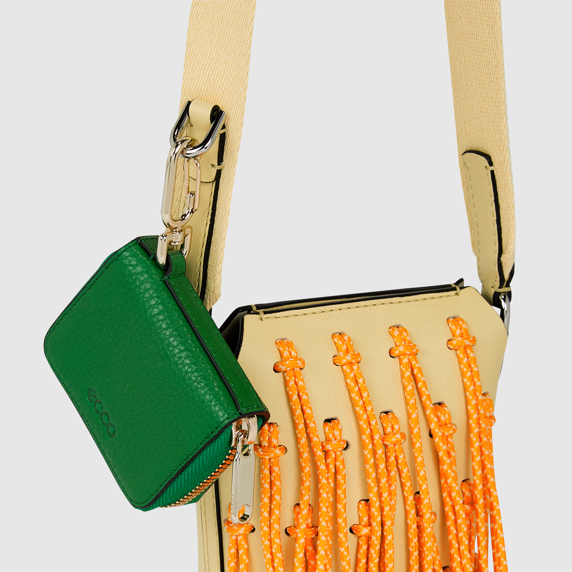 ECCO® Pot Laces Leather Crossbody Bag - Yellow - Detail-1