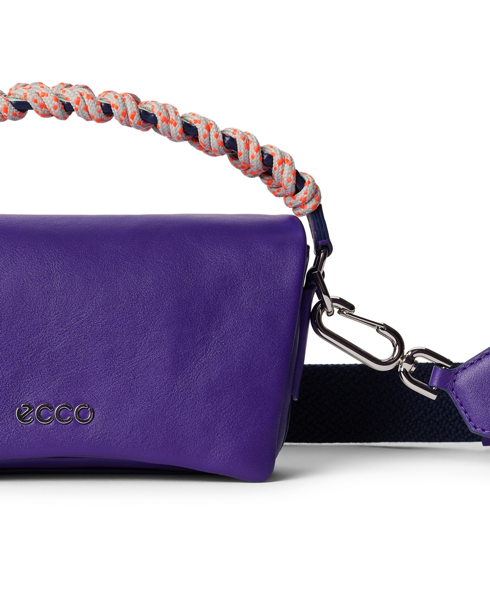 ECCO® Pinch Leather Medium Crossbody Bag - Purple - Detail-1