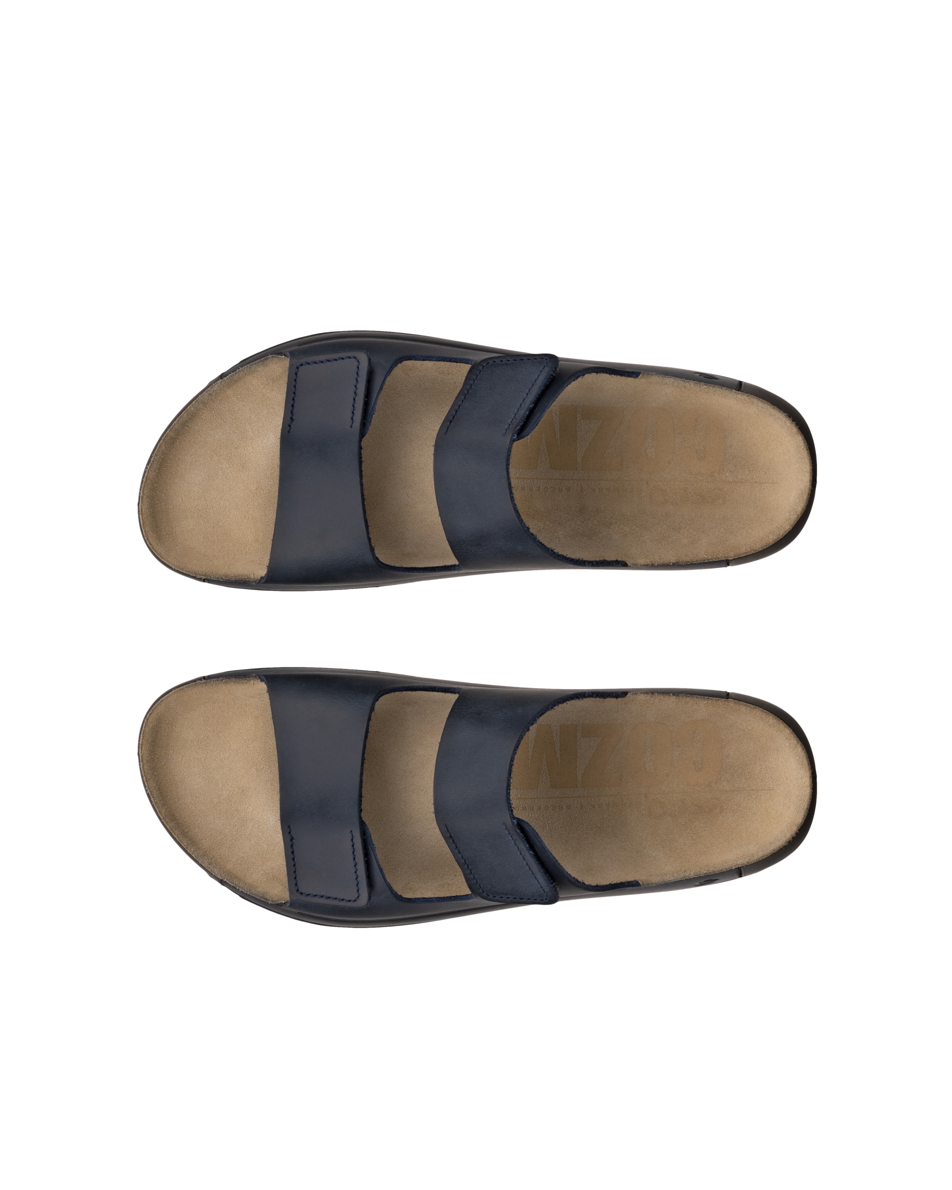 Men's ECCO® Cozmo Nubuck Two-Strap Sandal - Blue - Top left pair