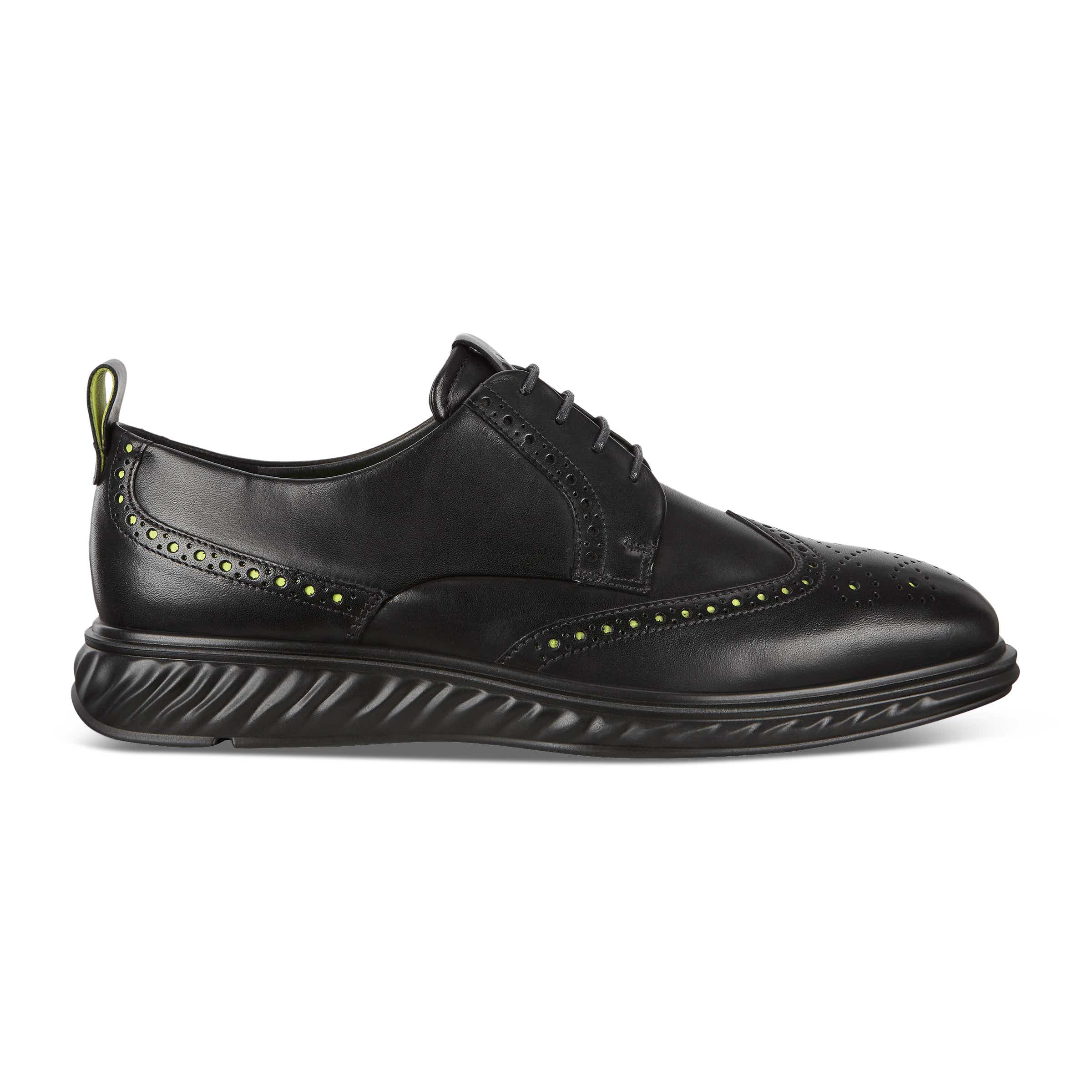 ECCO ST.1 Hybrid Lite Wingtip Brogue Shoes - Black - Outside
