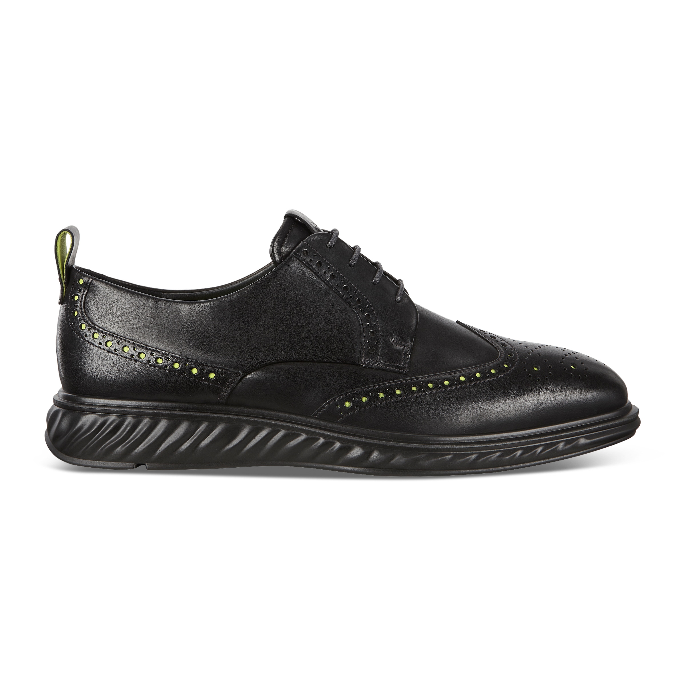 ECCO ST.1 Hybrid Lite Wingtip Brogue Shoes - Black - Outside