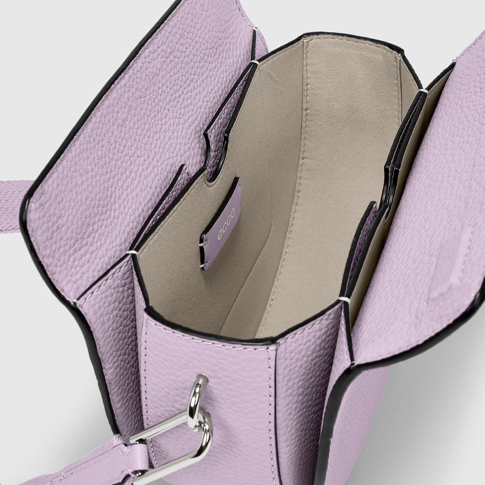 ECCO® Textureblock Leather Saddle Bag - Purple - Inside