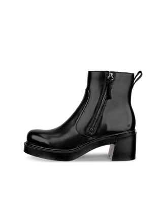 Women's ECCO® Metropole Seoul 45 Leather Heeled Mid-Cut Boot - Black - Outside