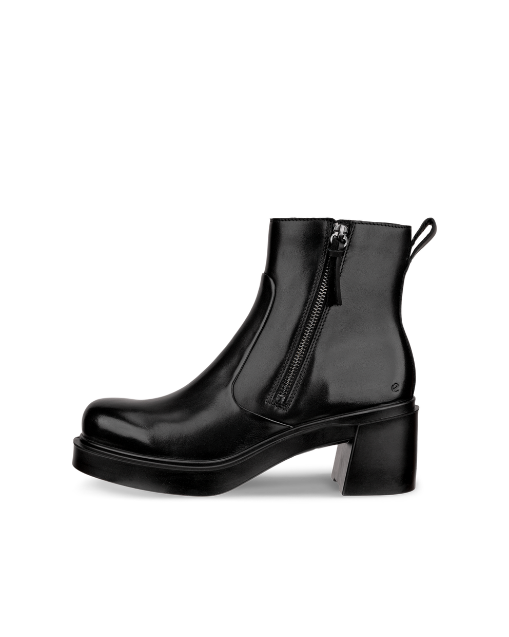 Women's ECCO® Metropole Seoul 45 Leather Heeled Mid-Cut Boot - Black - Outside