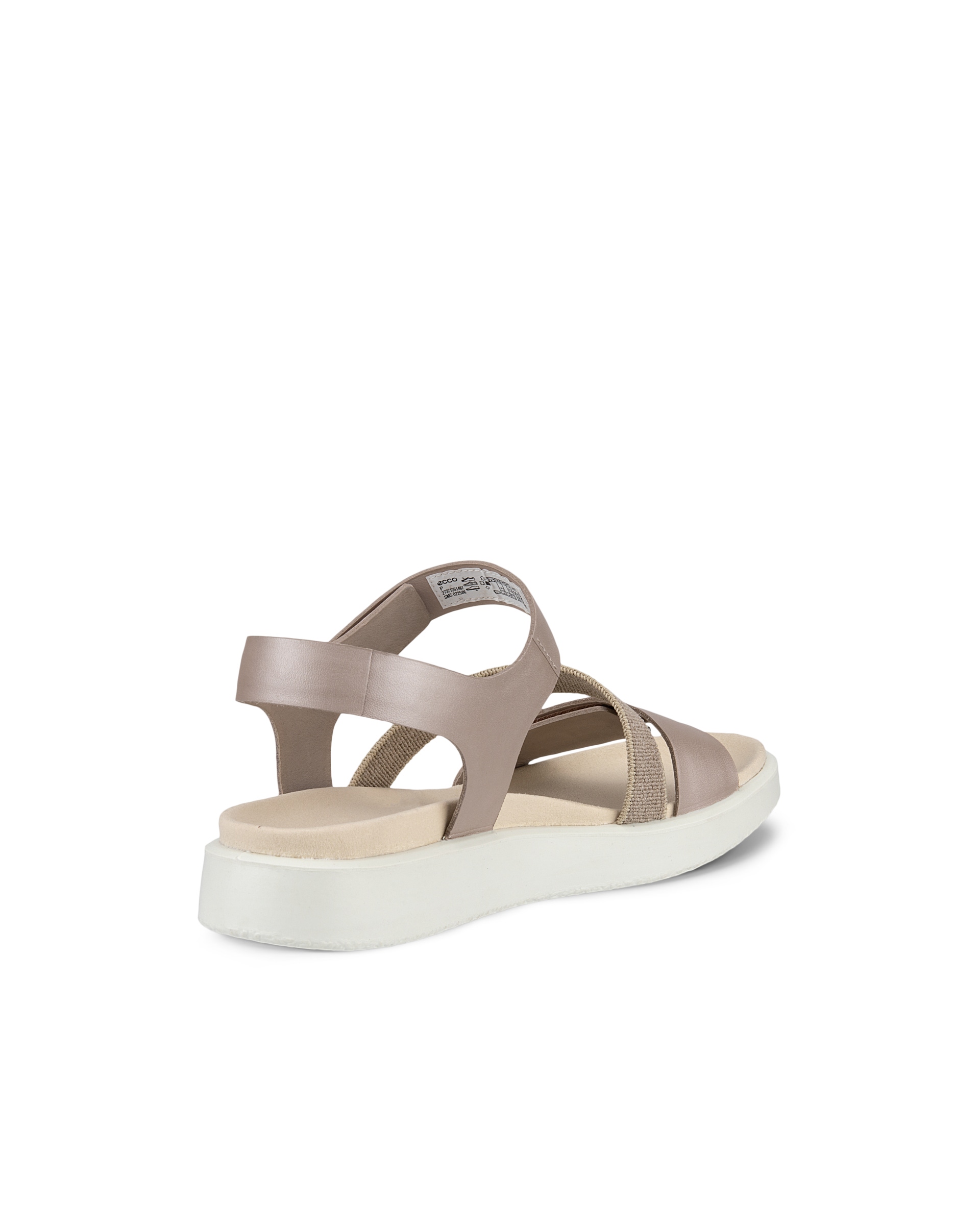 Women's ECCO® Flowt Leather Flat Sandal - Grey - Back