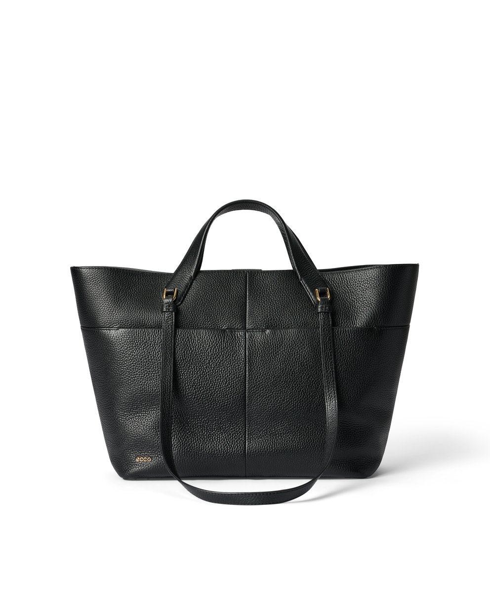 ECCO® Tote M Pebbled Leather Tote Bag - Black - Main