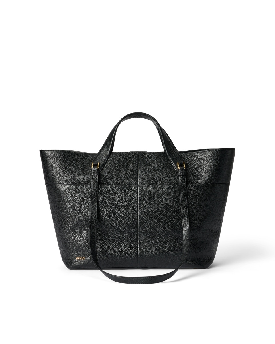 Black leather shopper bag sale