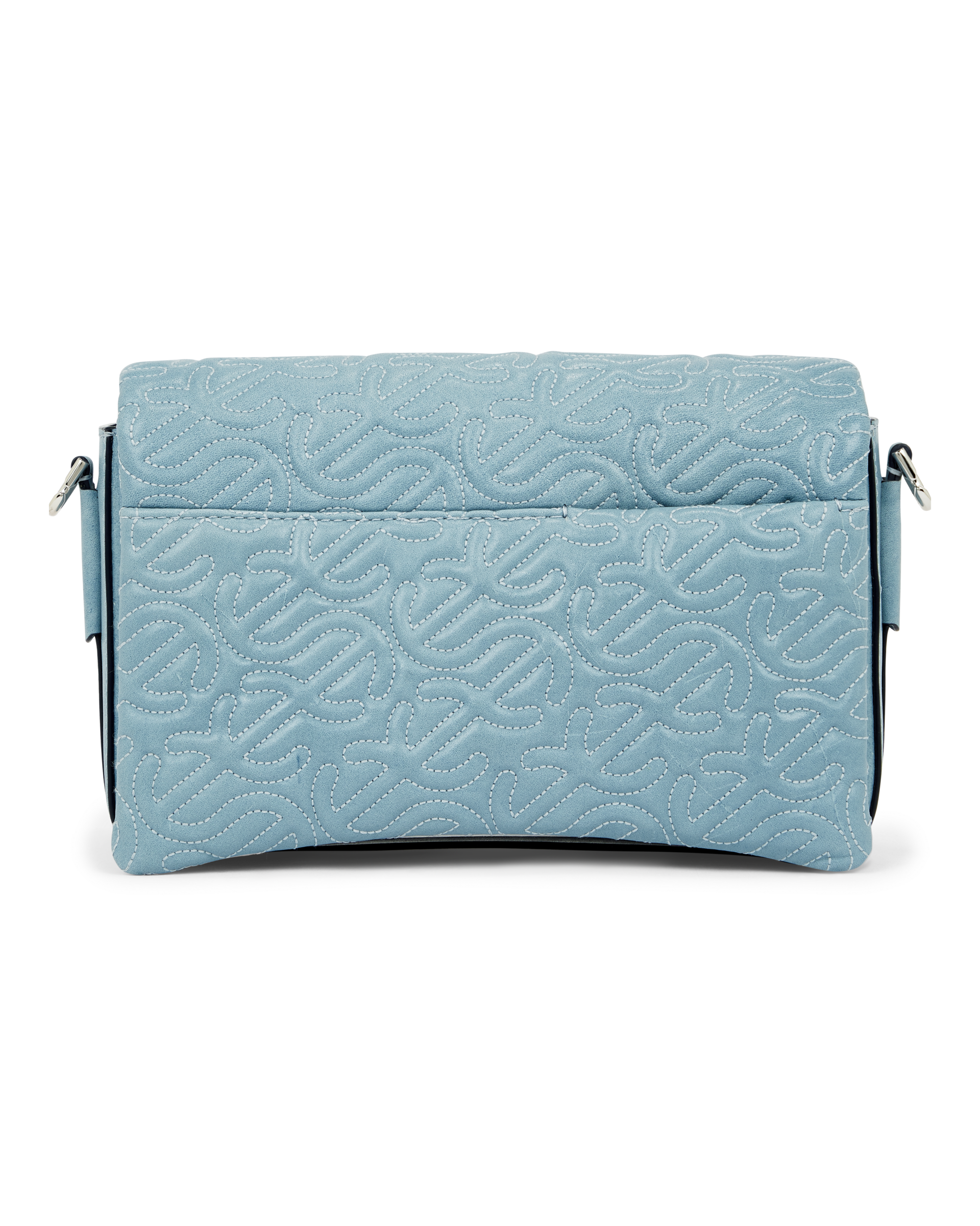 ECCO® Pinch Large Quilted Wave Indigo Leather Crossbody Bag - Blue - Back