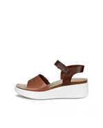 Women's ECCO® Flowt Wedge Leather Cork Heeled Sandal - White - Outside