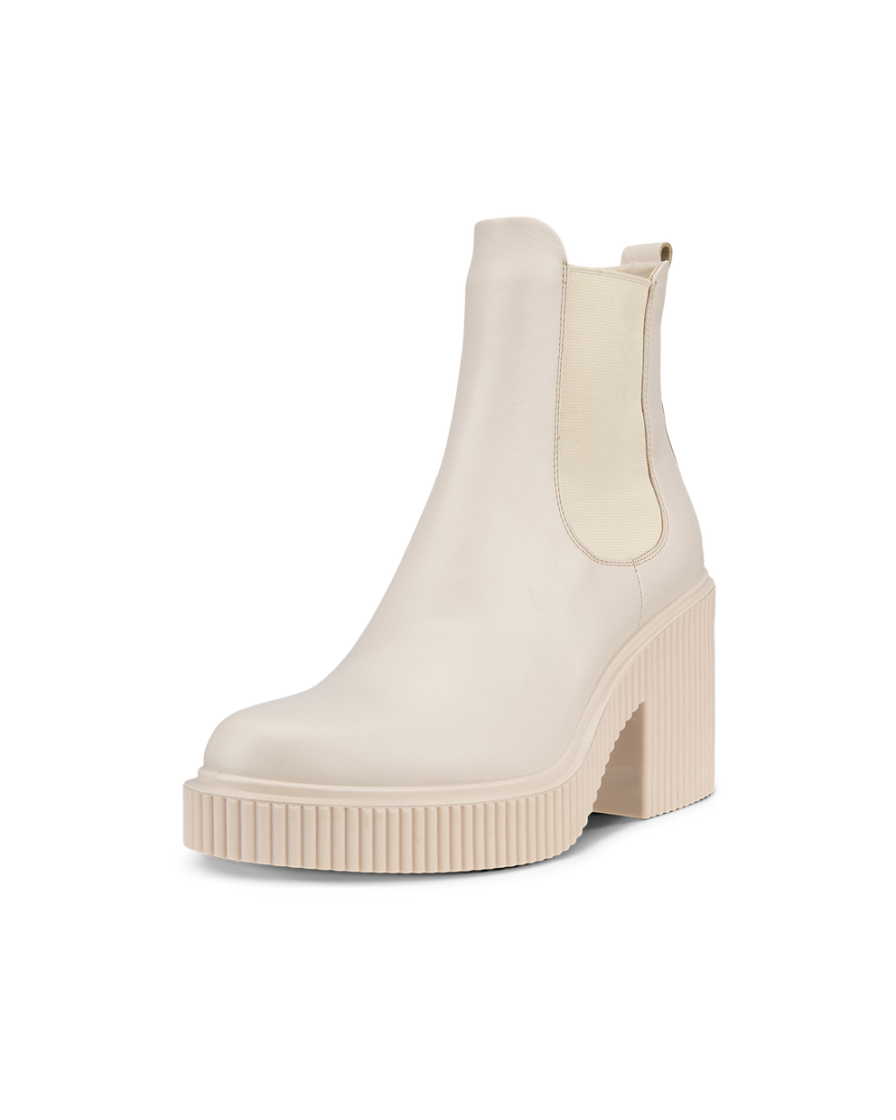 여성용 ECCO Fluted Heel 가죽 첼시 부츠 - Beige - Main