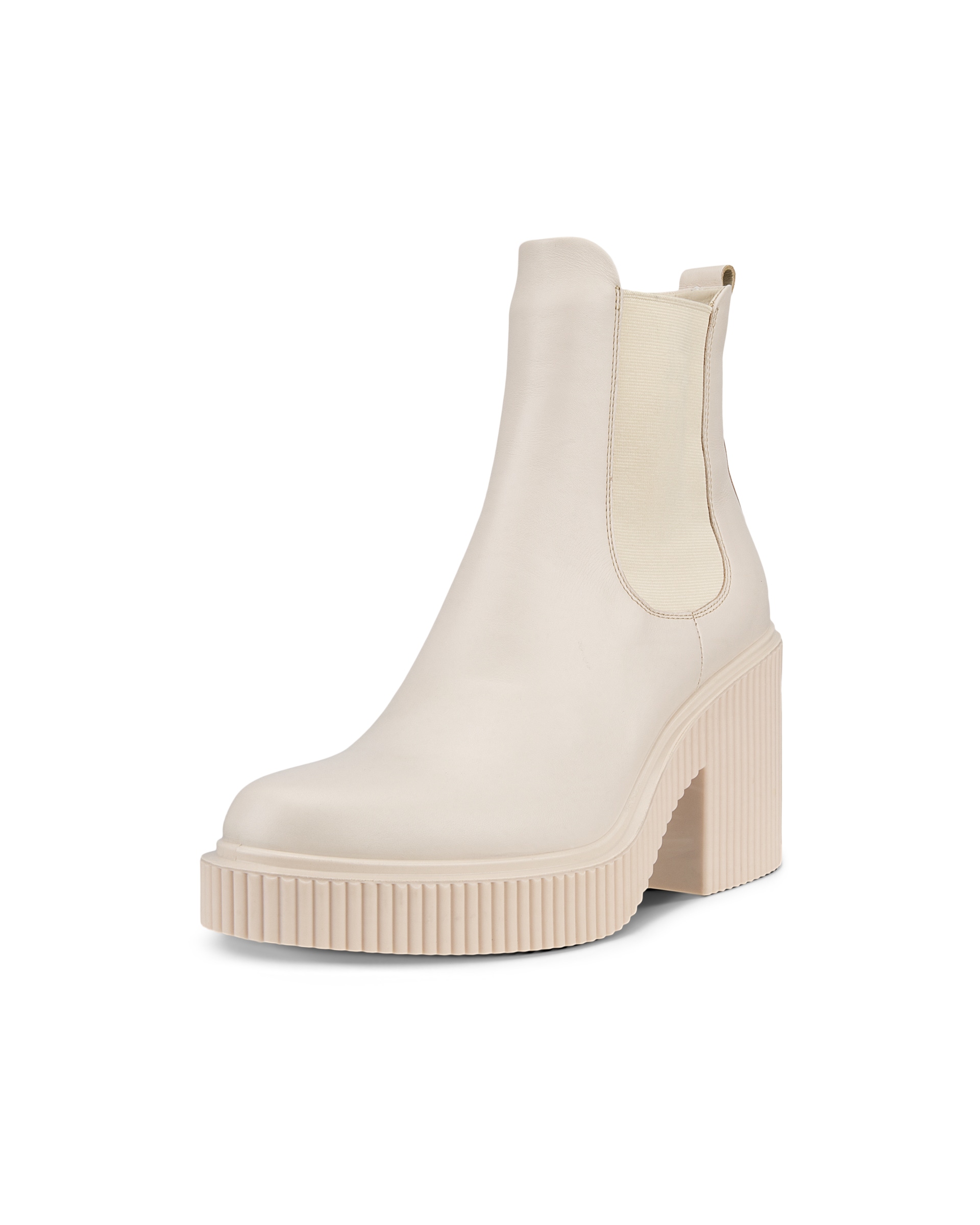 ECCO Fluted Heel ウィメンズ レザーチェルシーブーツ - ベージュ - Main