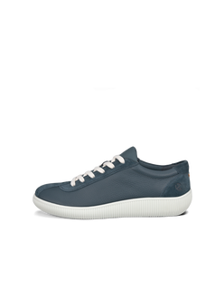 ECCO® Soft Zero baskets en cuir pour homme - Bleu - Outside