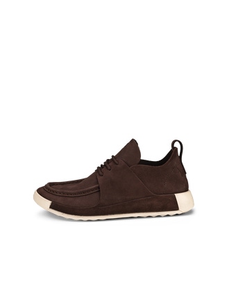 Men's ECCO® Cozmo Shoe Nubuck Moc-Toe Shoe - Brown - Outside