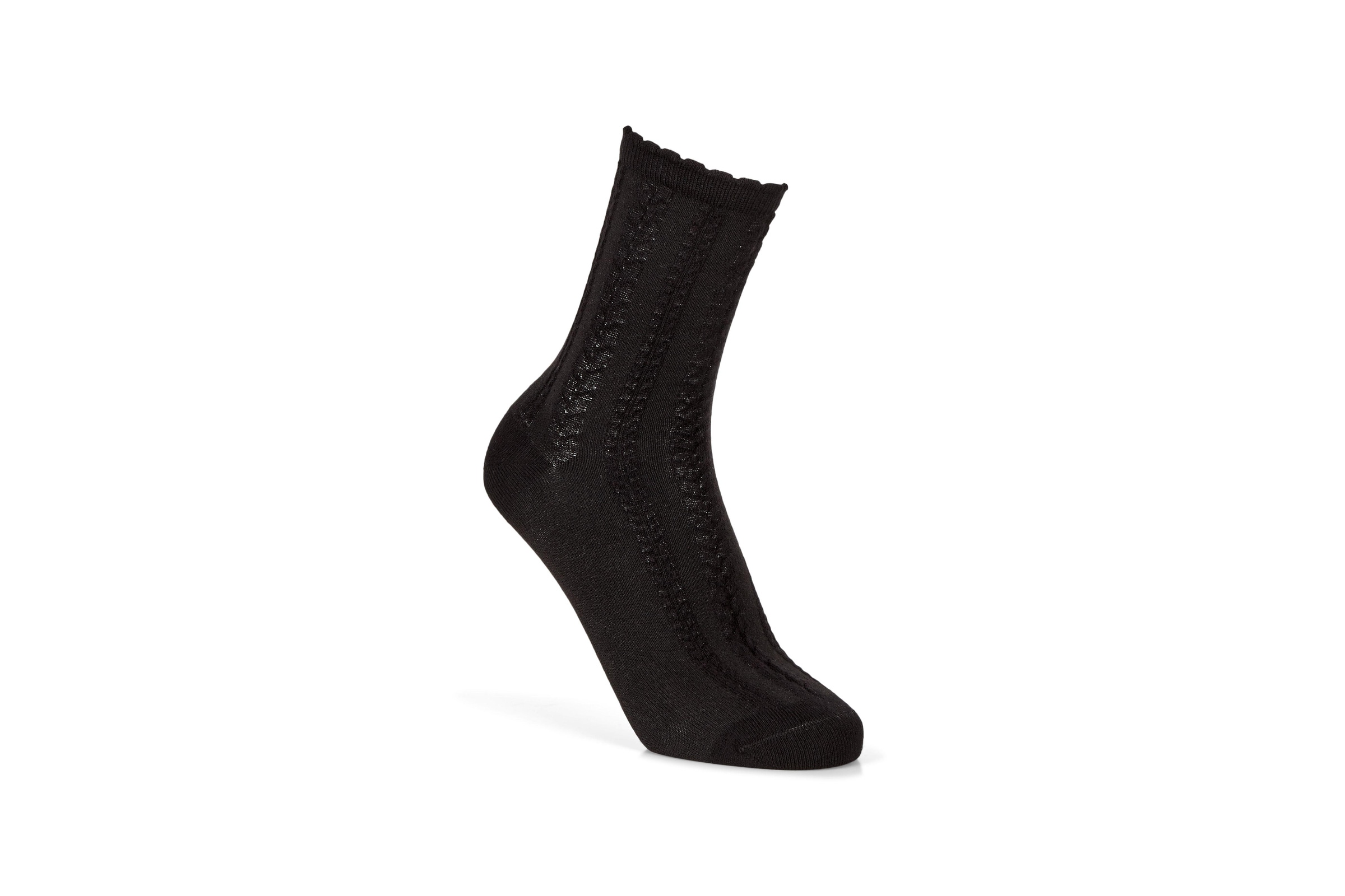 ECCO Cable Knit Socks - Black - Main