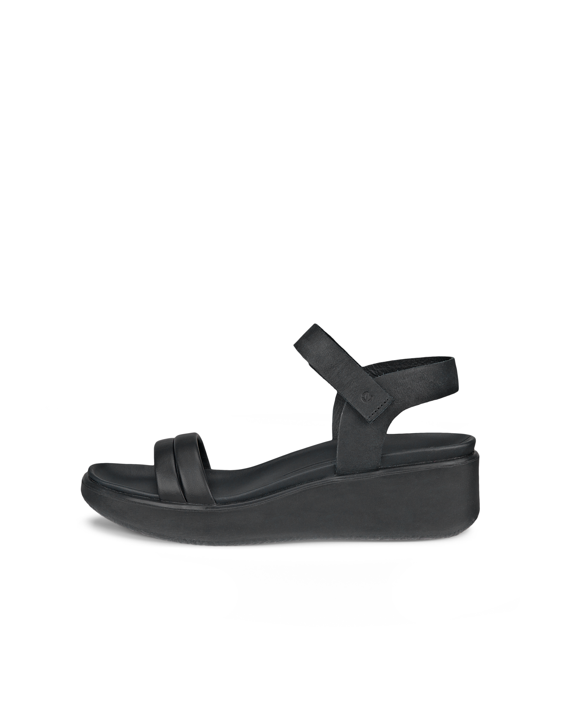 Women's ECCO® Flowt Wedge LX Leather Sandal - Black - Outside