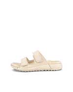 ECCO Women's Cozmo Flat Fluffy Sandals - Beige - Outside