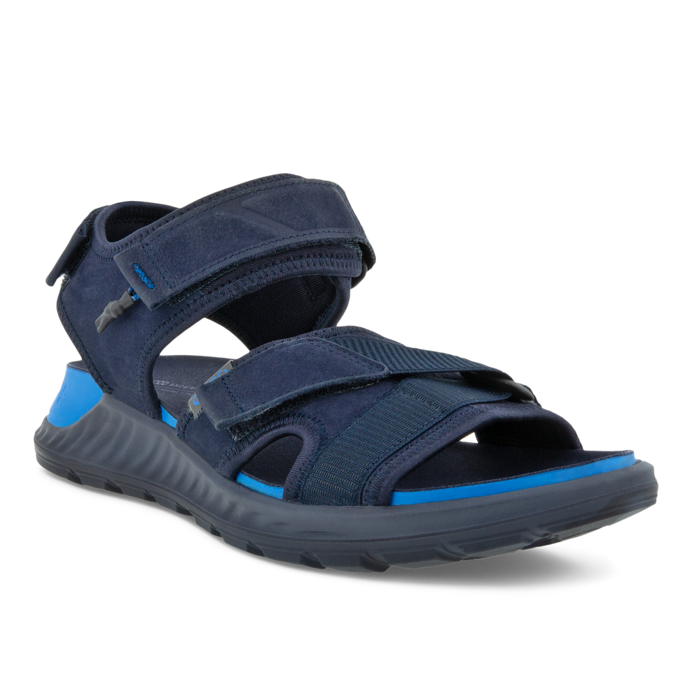 Men's ECCO® Exowrap Leather Sandal - Blue - Main