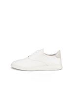 Women's ECCO® Minimalist Leather Lace-Up Shoe - White - Outside