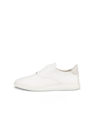 Women's ECCO® Minimalist Leather Lace-Up Shoe - White - Outside