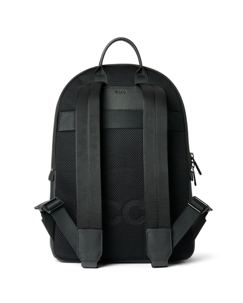 ECCO Round Pack Large Soft Pebbled レザーバックパック | Black