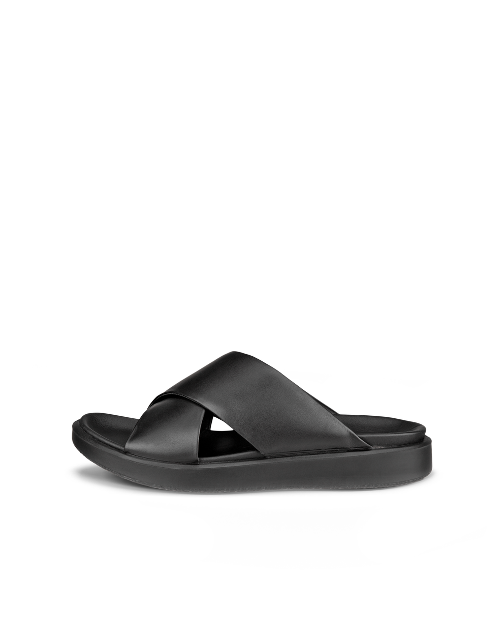 Women's ECCO® Flowt LX Leather Cross-Strap Slider - Black - Outside