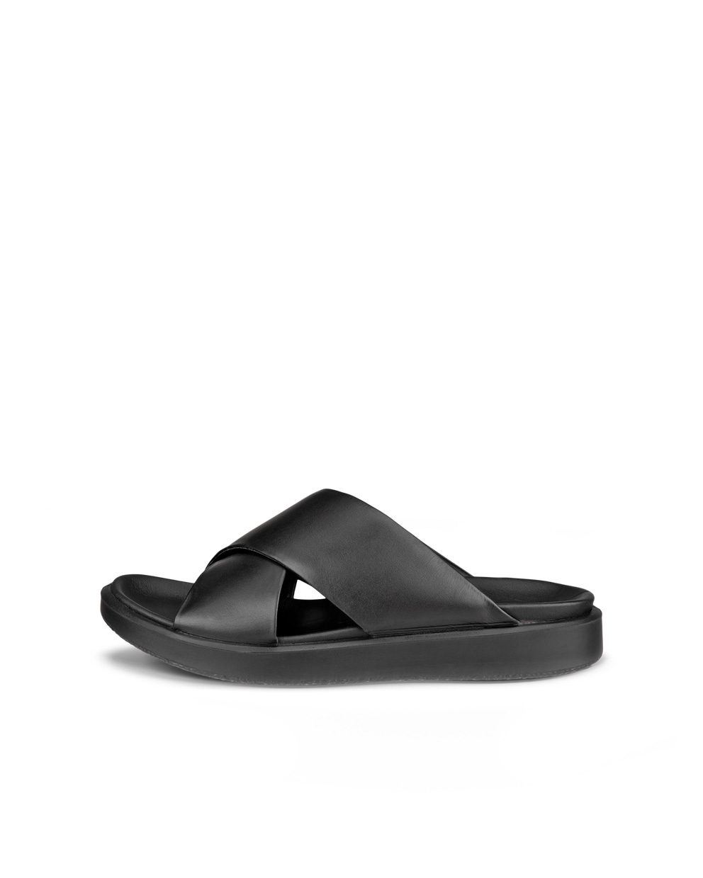 Women's ECCO® Flowt LX Leather Cross-Strap Slider - Black - Outside