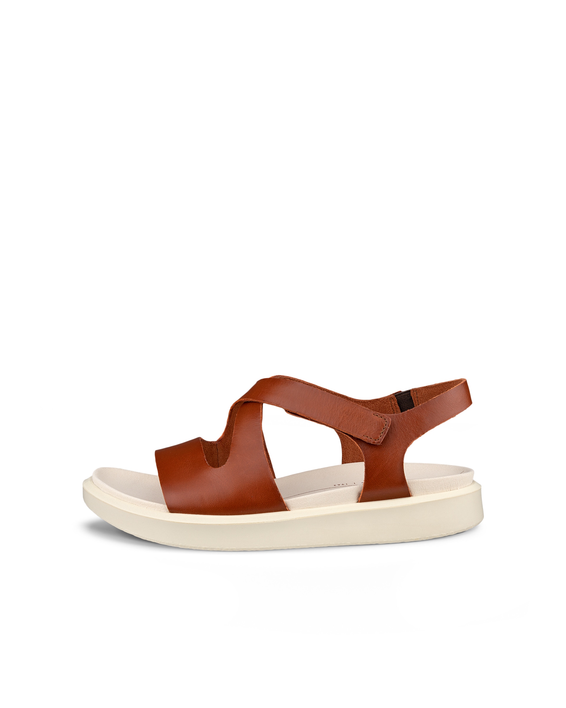 Women's ECCO® Flowt Leather Flat Sandal - Brown - Outside