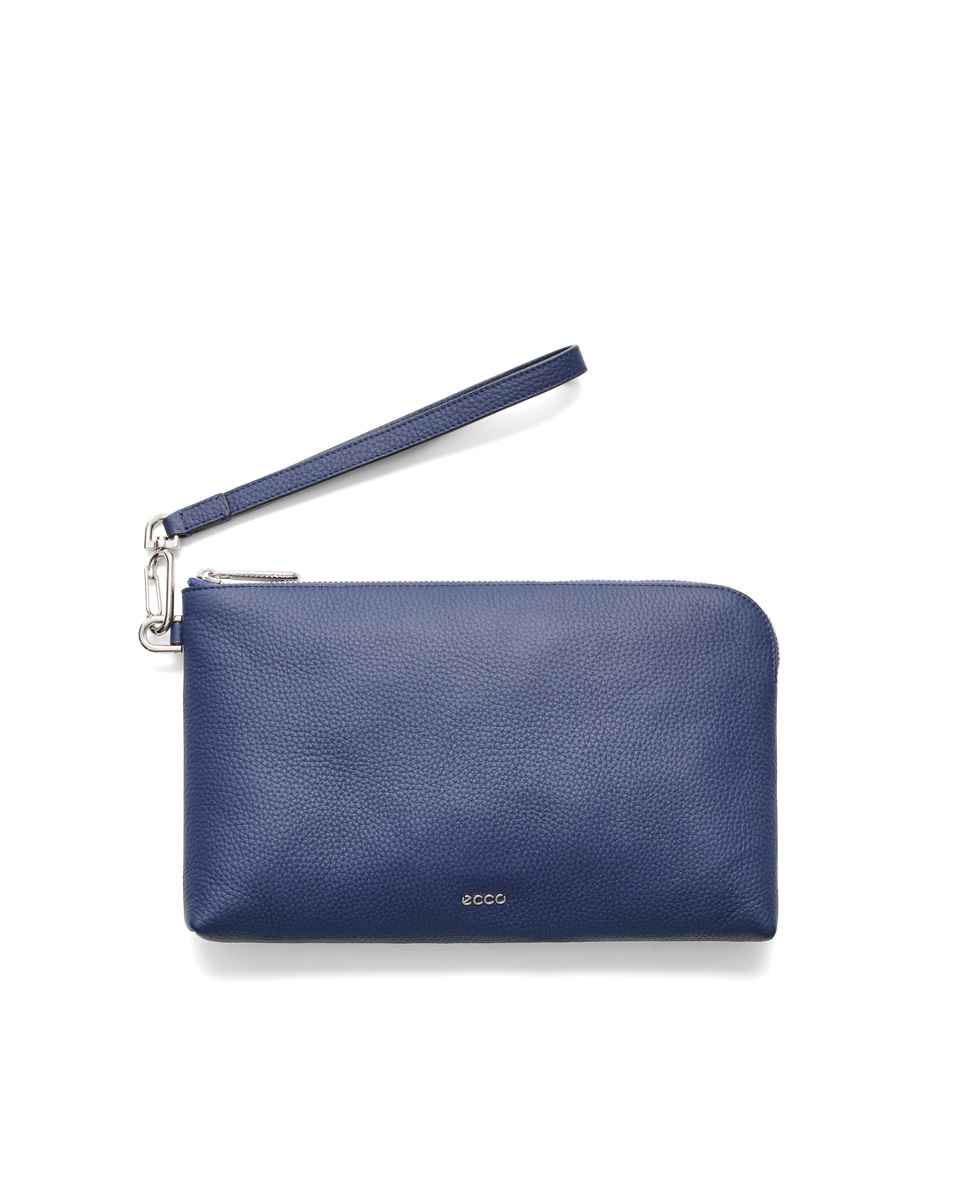 ECCO Wristlet Large Soft Pebbled レザークラッチバッグ | Blue