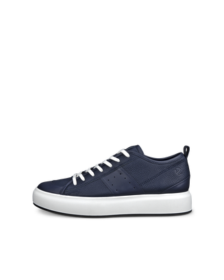 ECCO® Street Ace baskets en cuir pour homme - Bleu - Outside