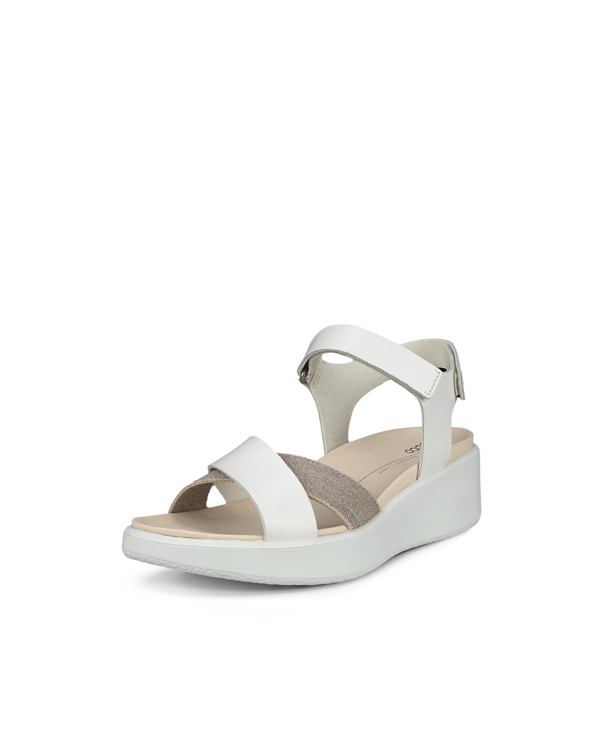 여성용 ECCO® Flowt Wedge LX 가죽 웨지 샌들 - White - Main