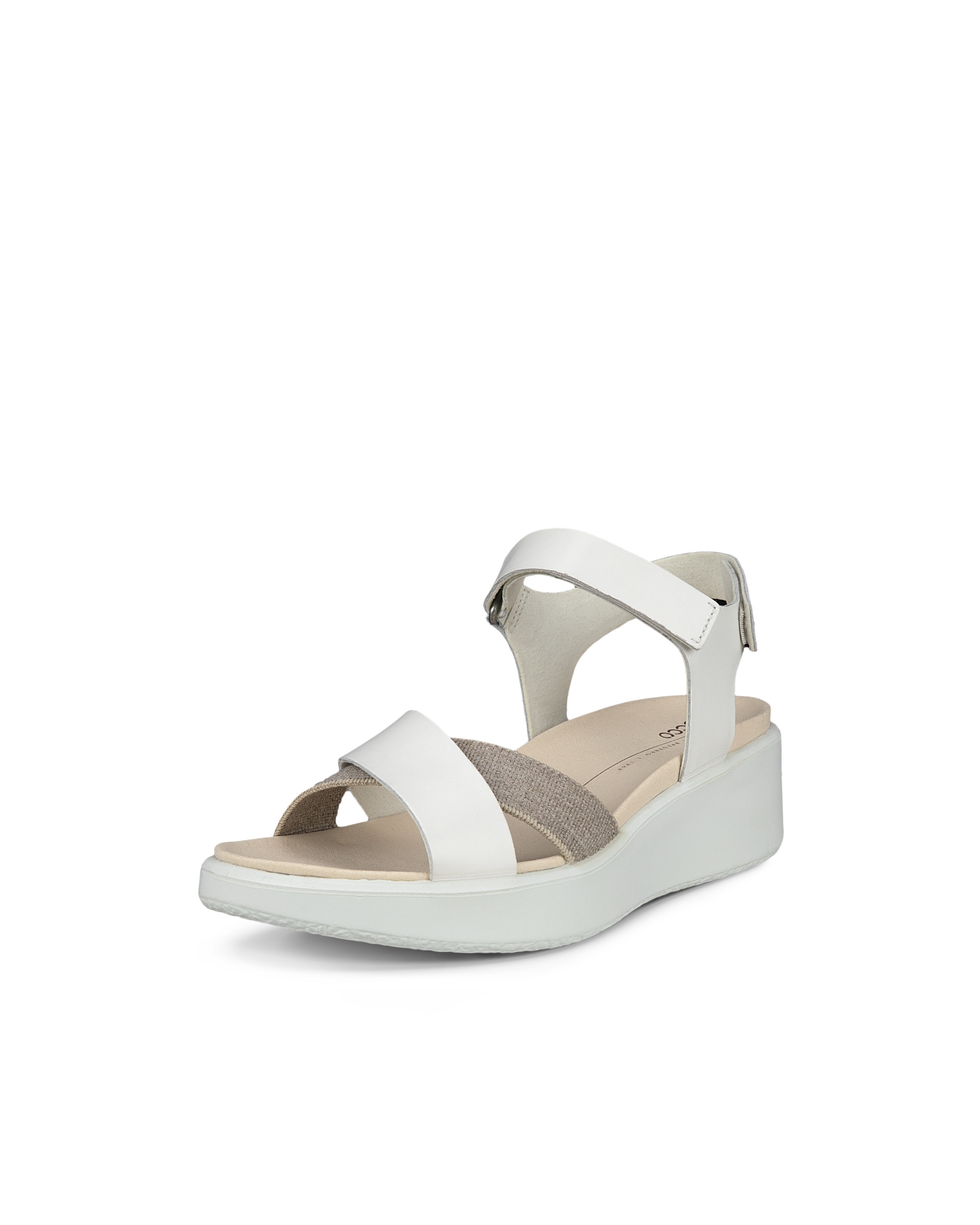 Women's ECCO® Flowt Wedge LX Leather Sandal - White - Main