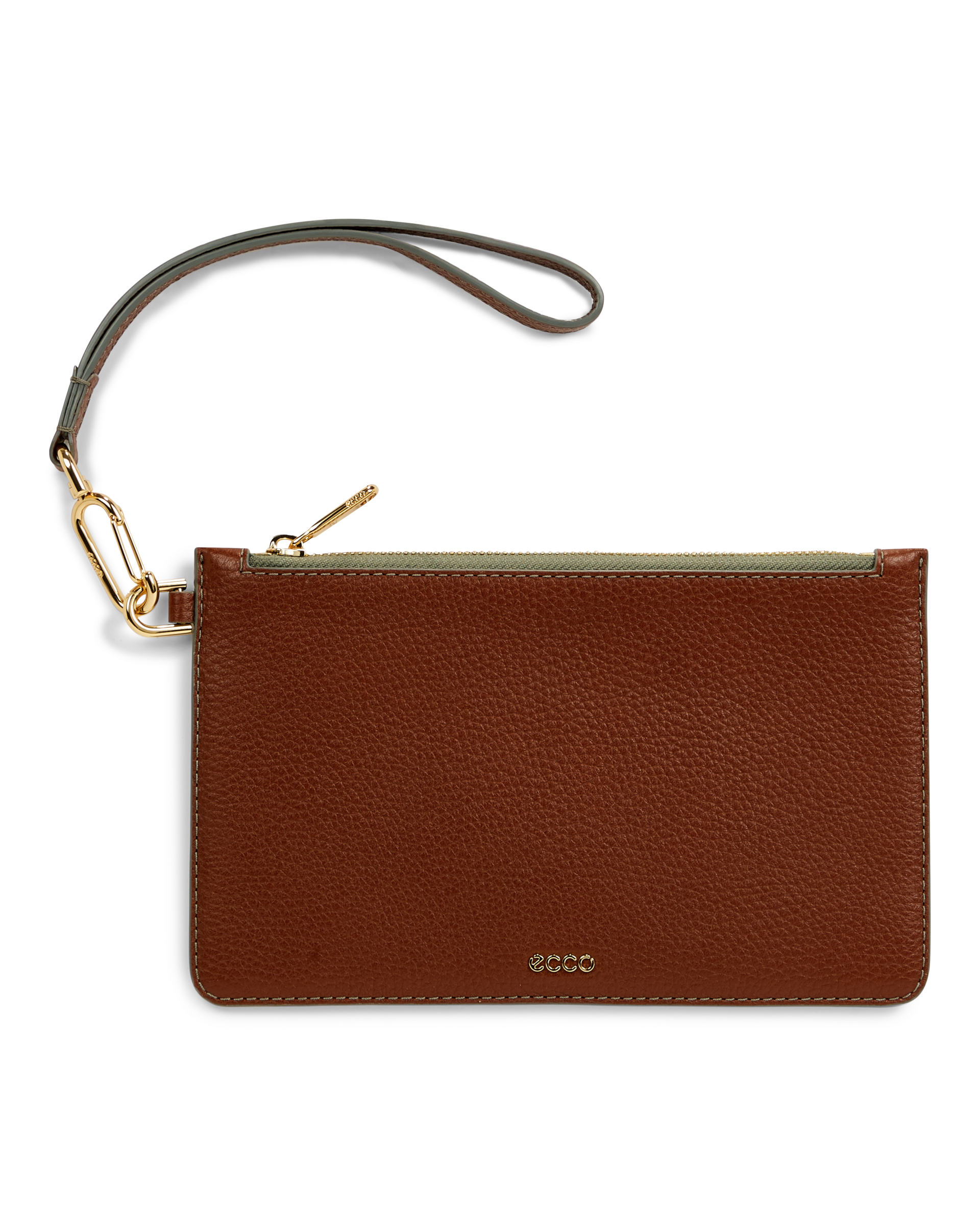 ECCO® Wristlet Pebbled Leather Clutch Bag - Brown - Main