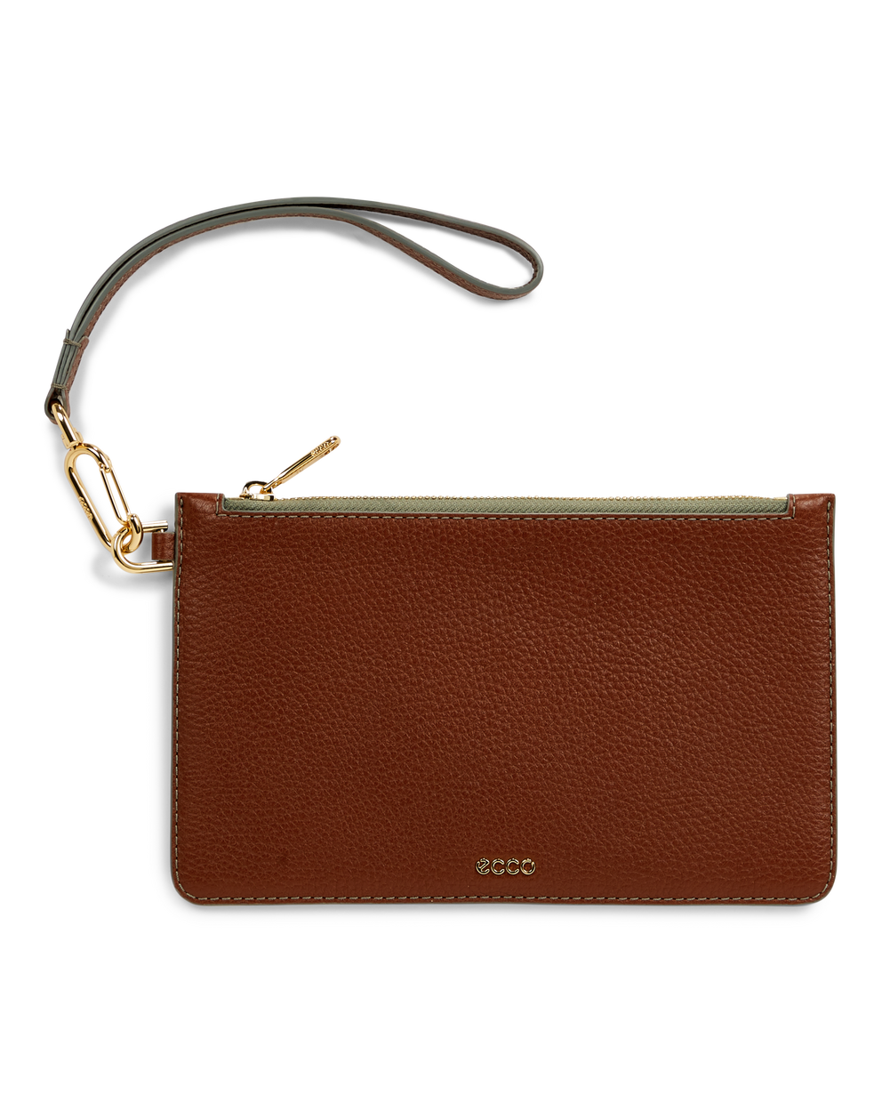 ECCO® Wristlet Pebbled Leather Clutch Bag - Brown - Main