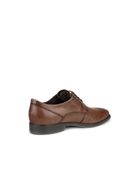 ECCO Men's Queenstown Plain-toe Derby Shoes - Brown - Back