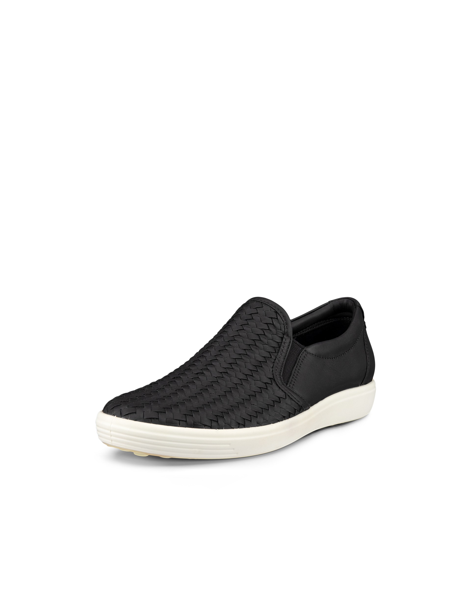 Women's ECCO® Soft 7 Leather Slip-On Sneaker - Black - Main