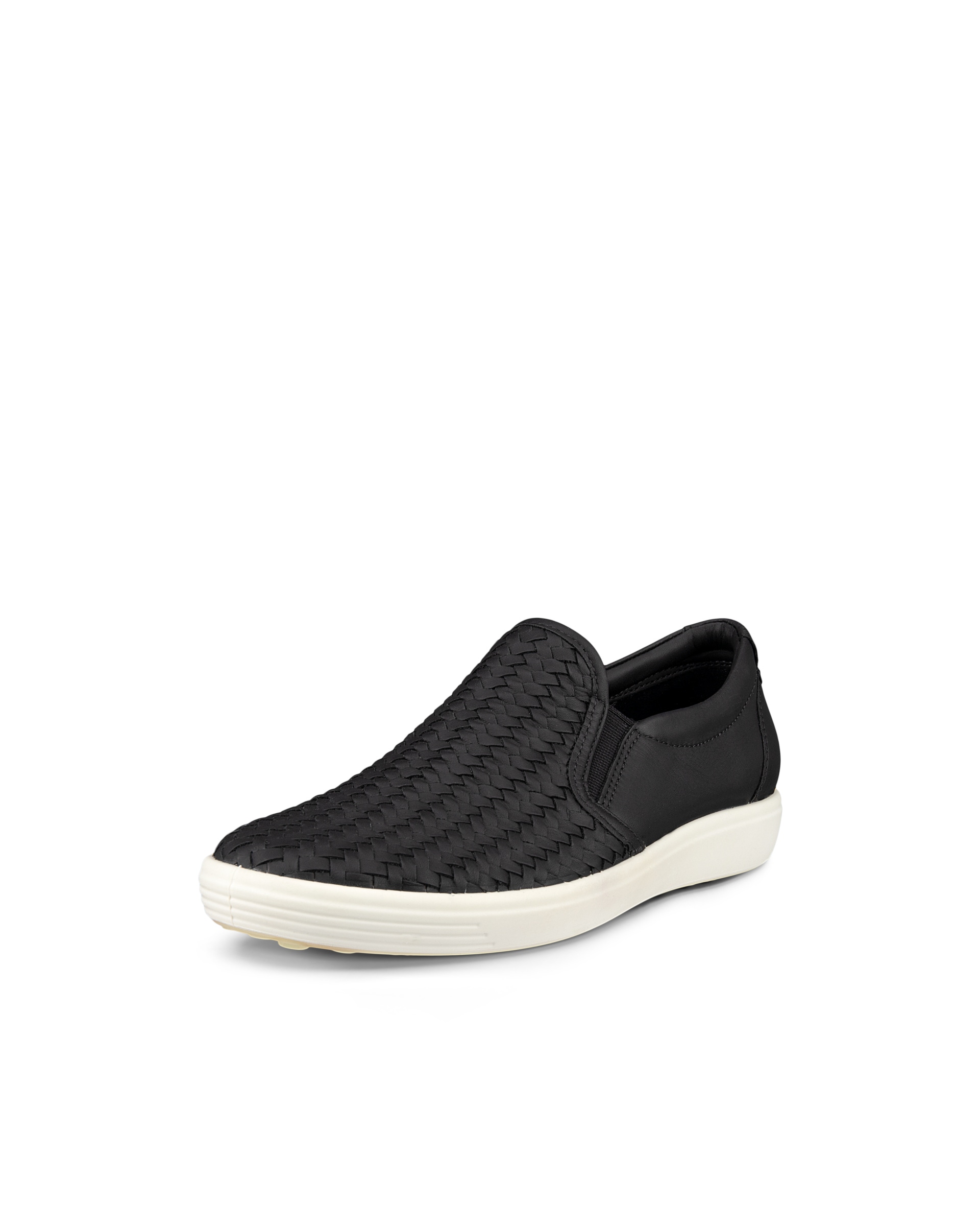 ECCO® Soft 7 baskets sans lacets en cuir pour femme - Noir - Main