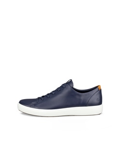 Men's ECCO® Soft 7 Leather Lace-Up Shoe - Blue - Outside