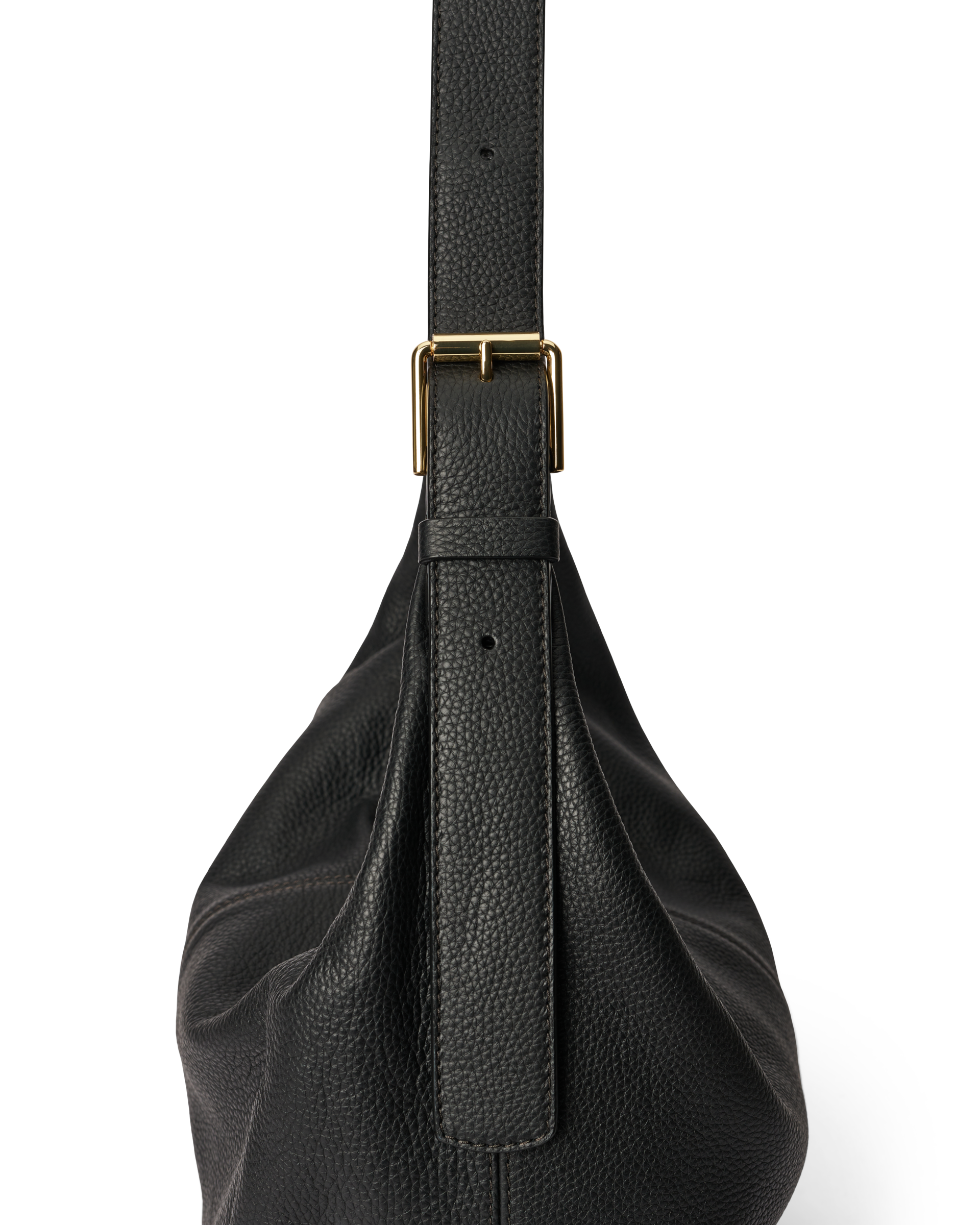 ECCO® Soft Medium Pebbled Leather Hobo Bag - Black - Detail-2