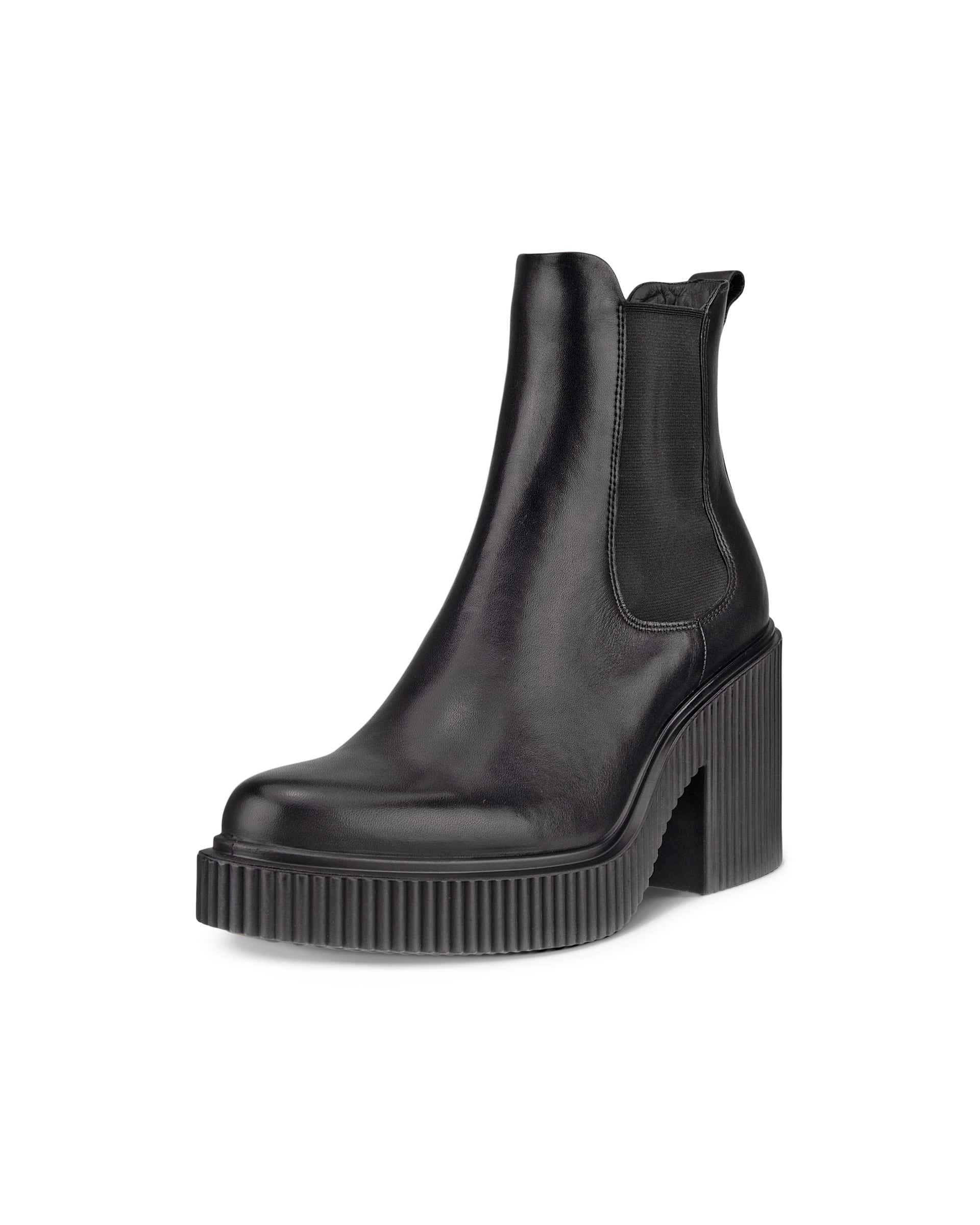 ECCO Fluted Heel ウィメンズ レザーチェルシーブーツ - 黒 - Main