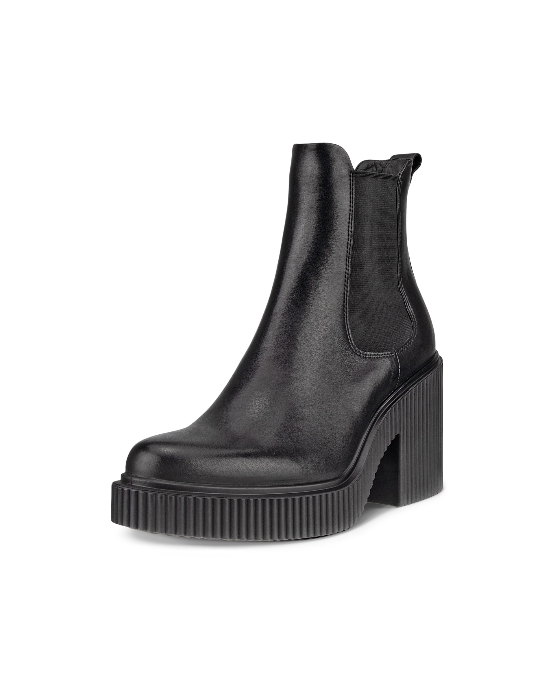 ECCO Fluted Heel ウィメンズ レザーチェルシーブーツ - 黒 - Main