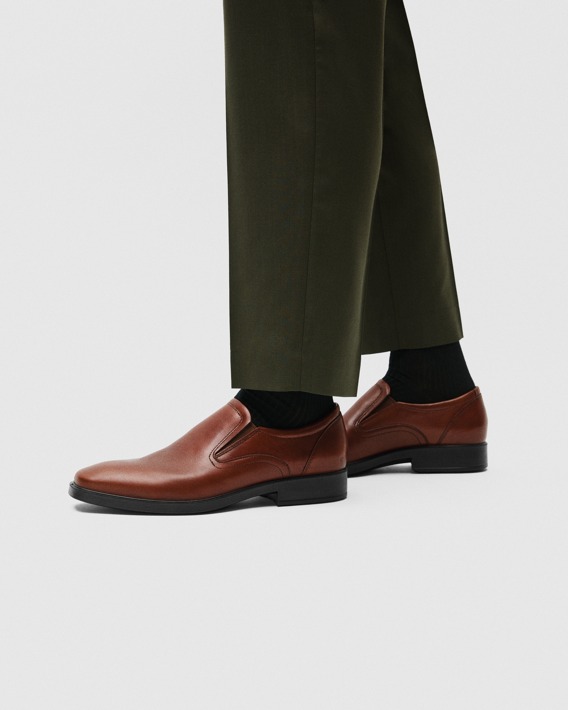 Men's ECCO® Metropole Milan Leather Slip-On Derby Shoe - Brown - Lifestyle image-1