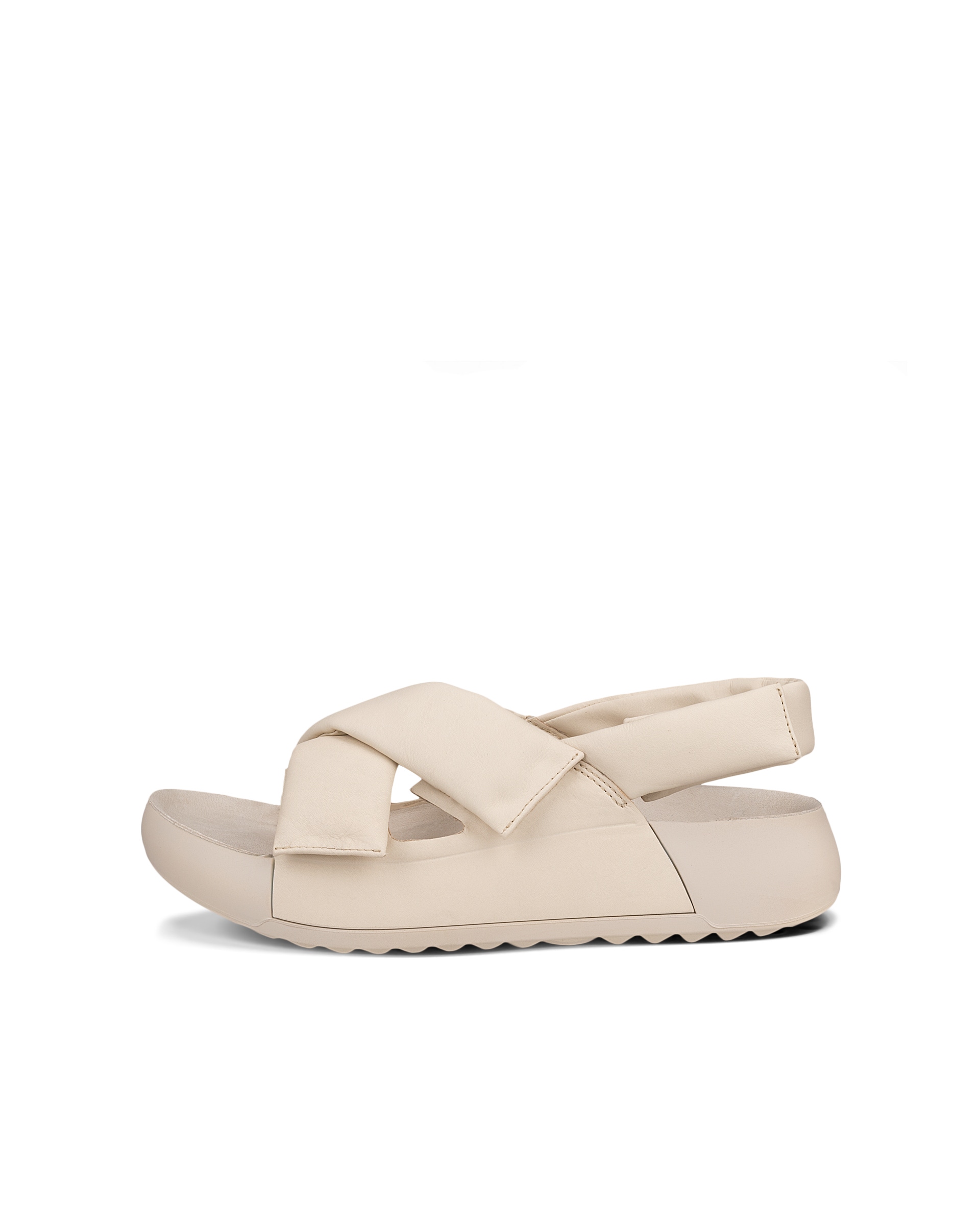 Women's ECCO® Cozmo PF Leather Sandal - Beige - Outside