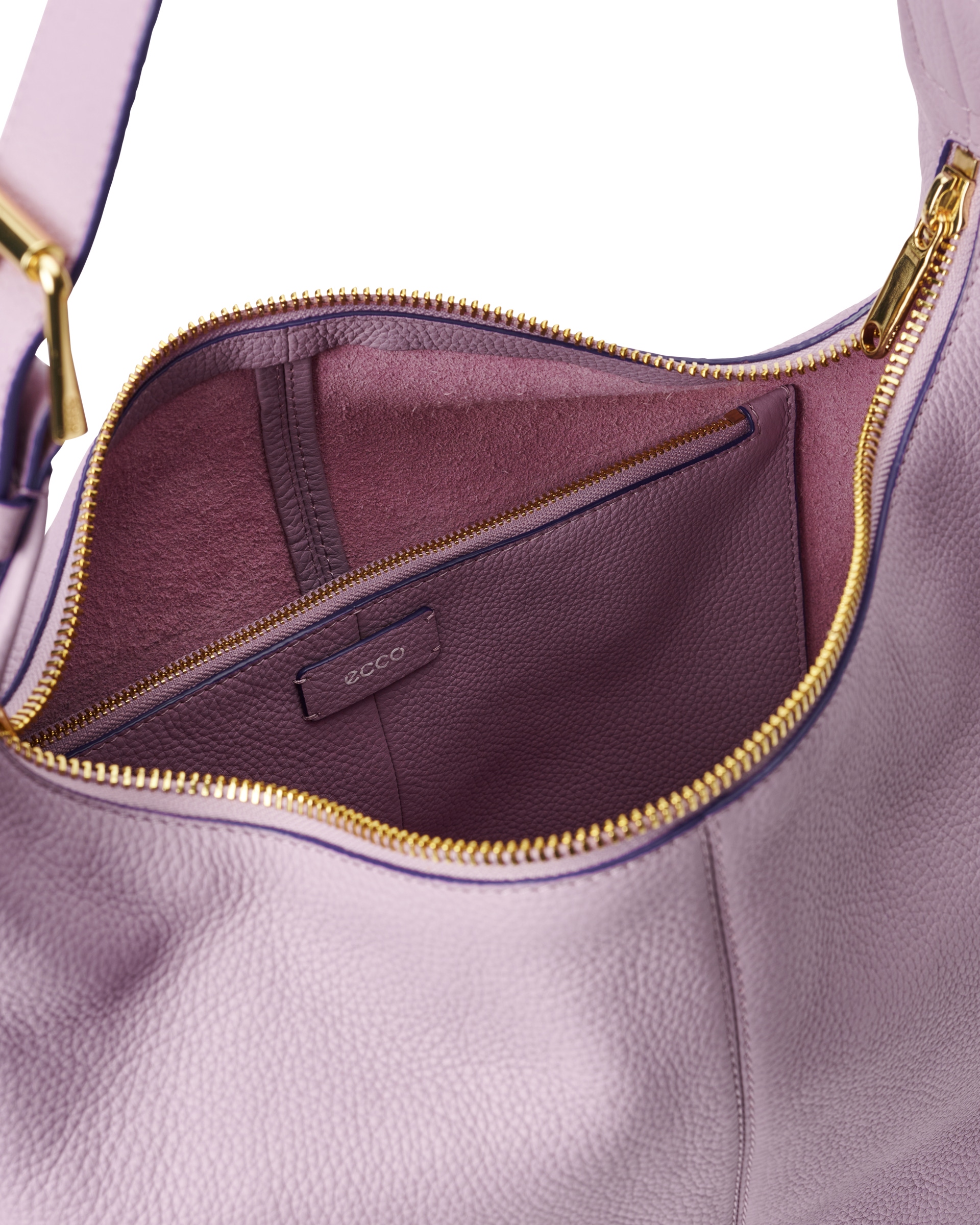 ECCO® Soft Medium Pebbled Leather Hobo Bag - Purple - Inside