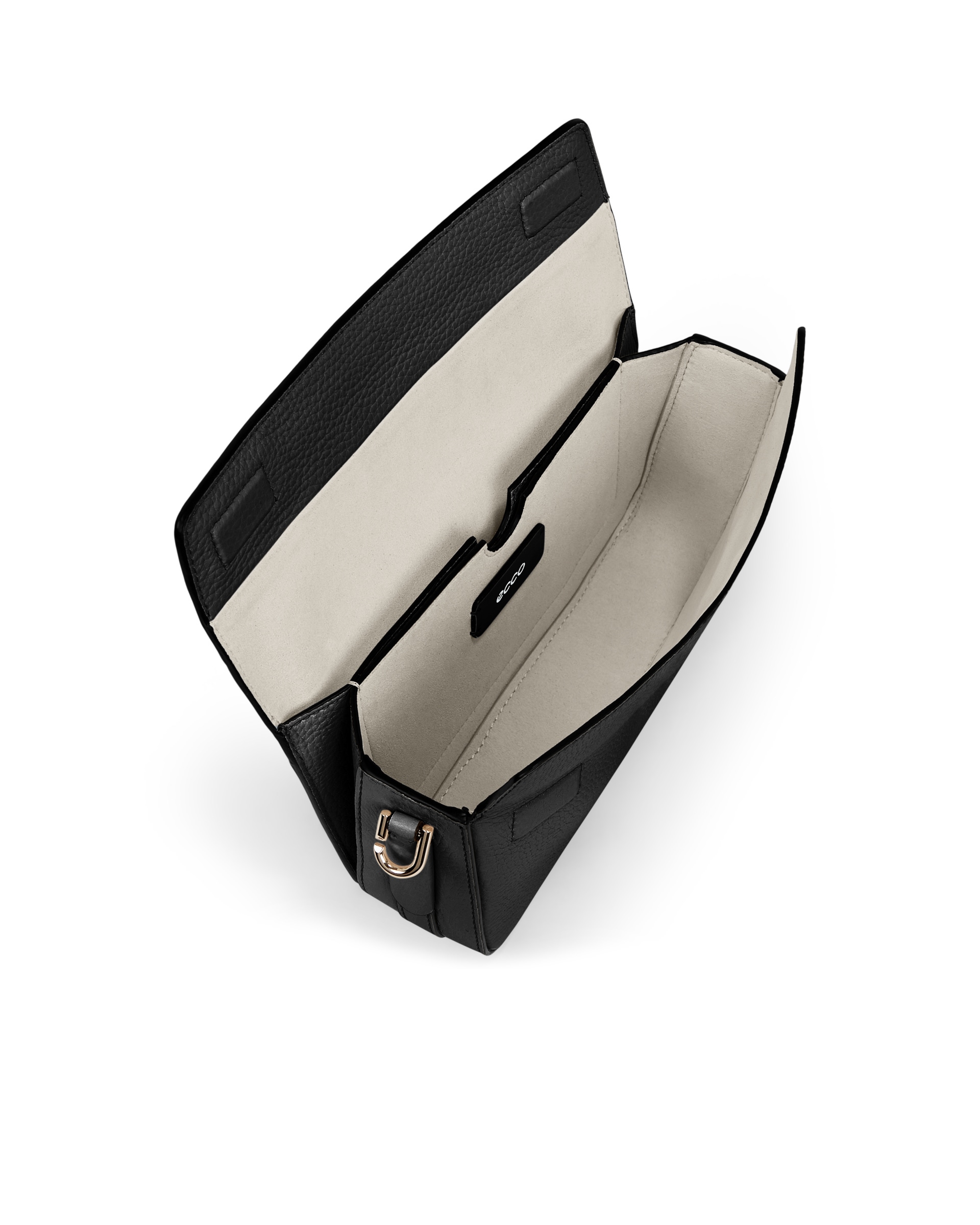ECCOยฎ Textureblock Leather Crossbody Bag - Black - Inside