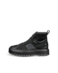 Women's ECCO® Street Ace Rugged Nubuck Gore-Tex High-Top Sneaker - Black - Outside